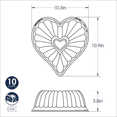 Elegant Heart Shaped Non-stick Aluminum Bundt Pan
