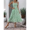 Coolmee Womens Summer Floral Maxi Dress Casual Boho Sleeveless Spaghetti Strap Smocked Flowy Tiered Beach Long Dress - 4 of 4
