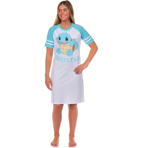 Seven Times Six Pokemon Pajama Women's Varsity Raglan Sleep Shirt V-Neck Nightgown - 1 of 4