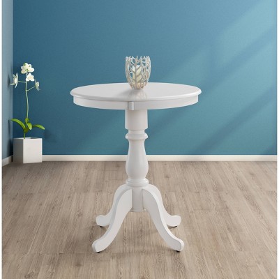White Round Wood Transitional Counter Height Bar Table