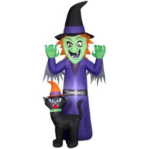 Gemmy Airblown 9 ft. LED Prelit Witch and Cat Inflatable - 1 of 1