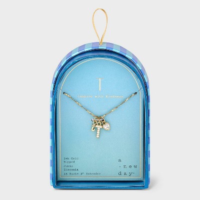 14K Gold Dipped Charm Initial Pendant Necklace - A New Day™ Gold