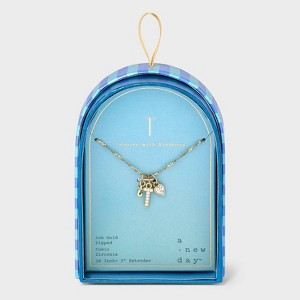 14K Gold Dipped Charm Initial Pendant Necklace - A New Day™ Gold - 1 of 4