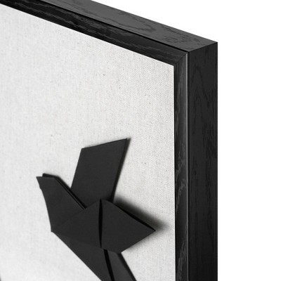 Black Origami Birds on Linen Background Wall Art
