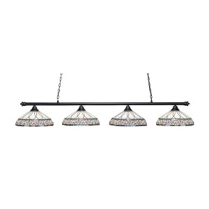 Toltec Lighting Oxford 4 - Light Island Pendant Light in  Matte Black with 16" Royal Merlot Art Glass Shade - 1 of 1