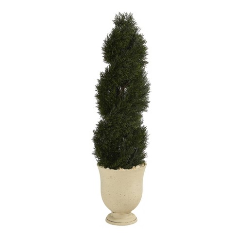 Nearly Natural 58 Indoor Outdoor Double Pond Cypress Spiral Topiary Artificial Tree In Planter Target