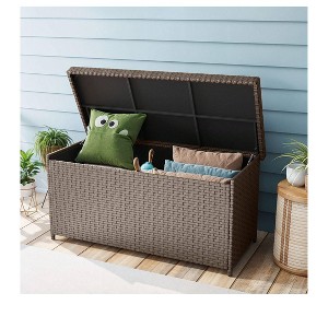 260 Gallon Outdoor Storage Deck Box Heavy Duty Patio Rattan Weather & Waterproof Brown - 1 of 4