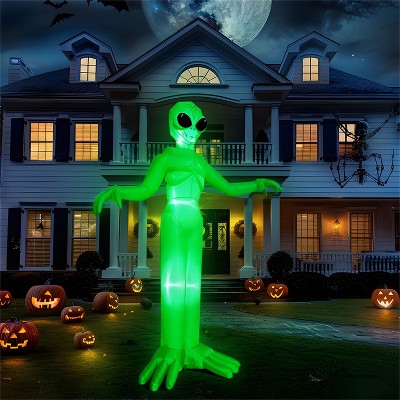 Joyfy 9 FT Tall Halloween Inflatable Giant Alien Decoration with Built-in LEDs for Halloween Indoor Outdoor Yard Garden Lawn Holiday Party Decoration