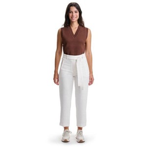 Lafidi Women’s Mid-Rise Cropped Pants – Relaxed Tapered Leg Trousers with Sash Belt and Welt Pockets - 1 of 4