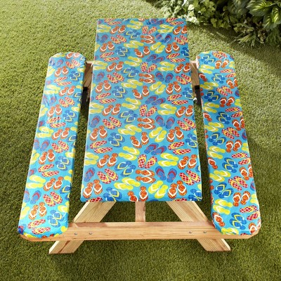 Lakeside Picnic Table and Bench Seat Covers with Elastic Edges - Flip Flops - 3 Pieces