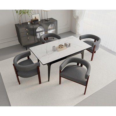 MAYEERTY Modern Soft Chenille Accent Chair - Open Back 3-Leg Barrel - Comfy Dining Set of 2 (Beige)