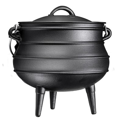 Bruntmor Pre-Seasoned Cast Iron Cauldron | African Potjie Pot with Lid | 3  Legs for Even Heat Distribution - Premium Camping Dutch oven Cookware for