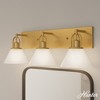 3-Light Carrington Isle Cased White Glass Bathroom Vanity Wall Light Luxe Gold - Hunter Fan - 3 of 4