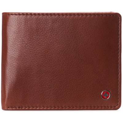 alpine swiss Portafoglio da uomo con protezione RFID Bifold Passcase in pelle di vacchetta Portafoglio in confezione regalo marrone