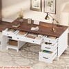 60" Executive Desk w/ Power Outlet, Home Office Desk w/ Drawers, Wooden Work Desk w/File Cabinet, Computer Desk - 4 of 4