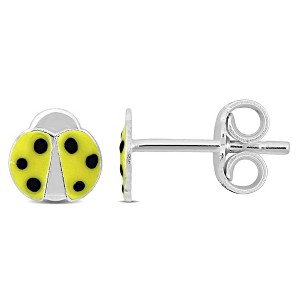 EVERLY JEWELRY | Sterling Silver Yellow Enamel Ladybug Stud Earrings - 1 of 4