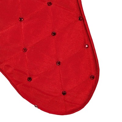 Red Velvet 21" Quilt Stitch Jewel Christmas Stocking
