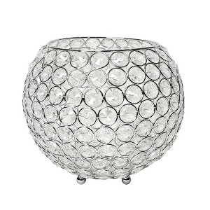 HomeRoots 7" Clear And Silver Faux Crystal And Metal Round Table Vase - 1 of 4