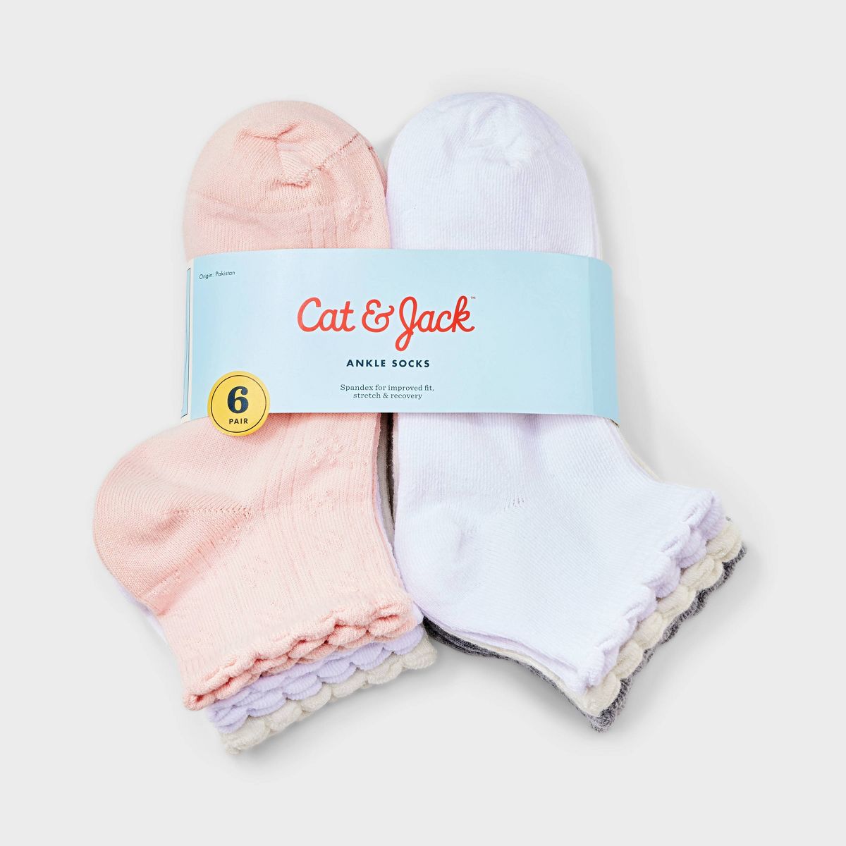 Girls' 6pk Pointelle Scallop Edge Ankle Dress Socks - Cat & Jack™ - thumbnail 2