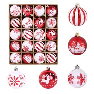 20ct Christmas Ball Ornaments, 2.36"/6cm Shatterproof Plastic Christmas Baubles, Hanging Decorations for Xmas Tree, Holiday, Wedding, Party - 1 of 4