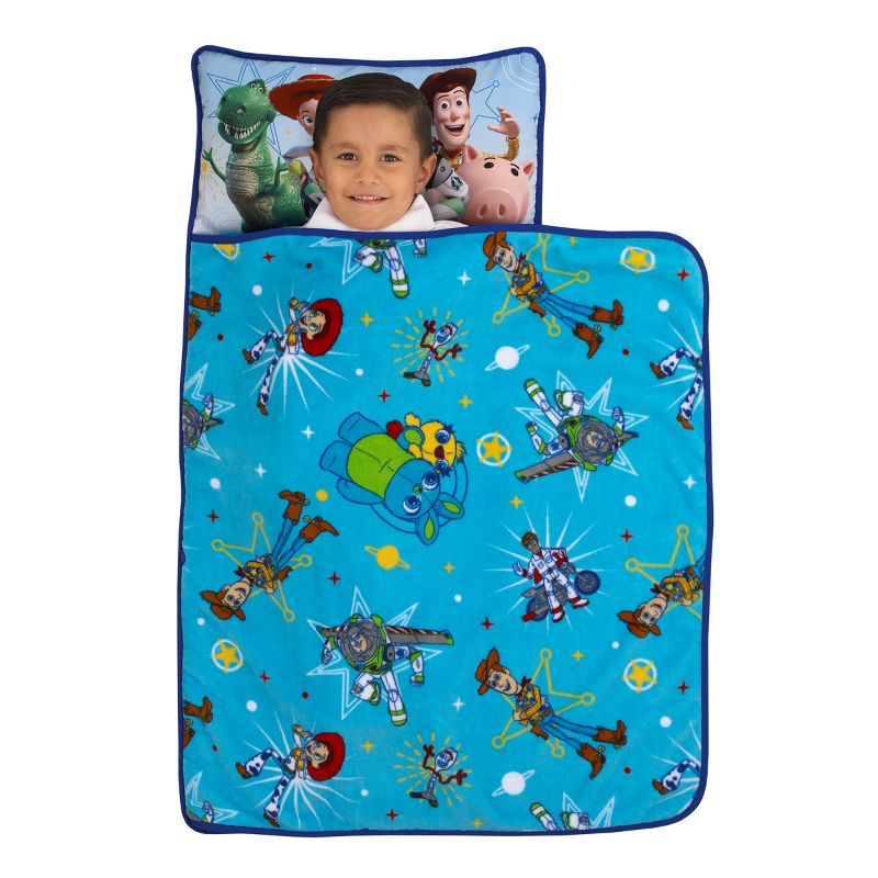 Disney Toy Story It's Play Time Blue, Green, Red and Yellow, Woody, Buzz and The Toys Toddler Nap Mat, 3 of 9