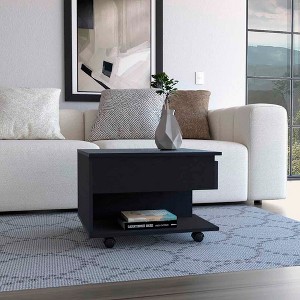Lift Top Coffee Table with Concealed Storage, Open Shelf, and Lockable Casters for Living Room - 1 of 4