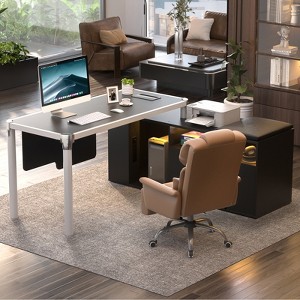 Aheaplus 68-Inch Large L-shaped Desk with Power Outlet, Reversible Corner Computer Desk with LED Light, Home Office Desk with Drawer, Soft Cushion - 1 of 4