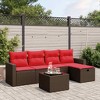 vidaXL 6 Piece Patio Sofa Set with Cushions Brown Poly Rattan - 2 of 4