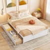 Costway Full/Queen Size Wooden Platform Bed with 2 Rolling Storage Drawers Wood Slat Support Natural/White - 3 of 4