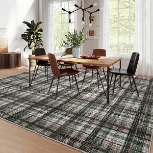 Modern Geometric Striped Area Rug Washable Rugs for Living Room Easy Cleaning Floor Cover with Non-Slip Backing - 1 of 4