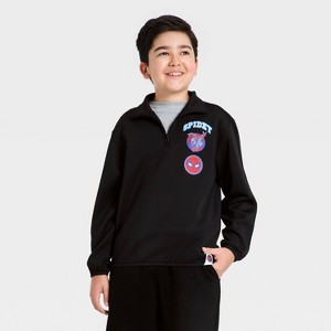 Boys' Spider-Man Athletic Quarter-Zip Pullover Sweatshirt - Black