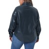 Agnes Orinda Women's Plus Size Faux Leather Long Sleeves Button Motorcycle Biker Moto Button Down Shirts - 4 of 4