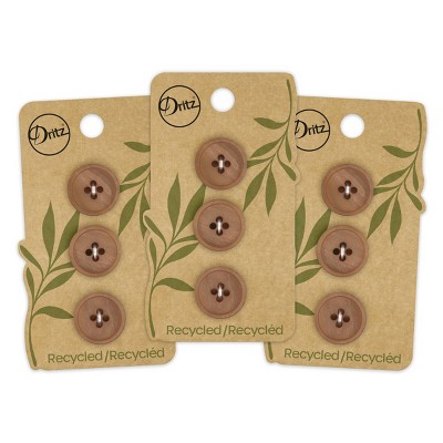 Dritz 18mm Recycled Paper Round Buttons Beige: Sewing Fasteners, Plastic, 9 Pieces, 3.5" Length & Width