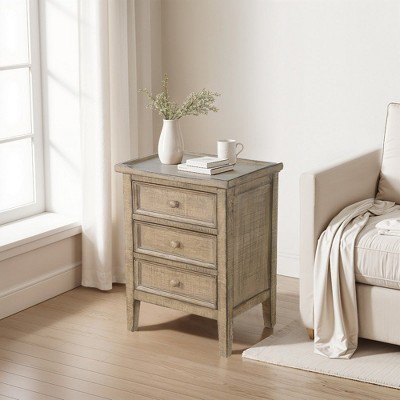 Royal Hampton 19" Side End Table | 3 Drawers with Round Knobs | Mahogany Wood