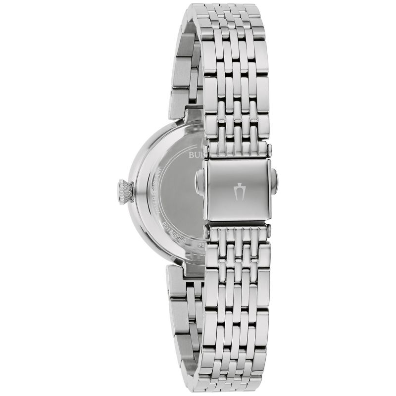 Bulova Ladies' Classic Crystal Stainless Steel 3-Hand Quartz Watch, White Mother-of-Pearl Dial, 30mm, 3 of 5