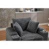 Dexmalle Corduroy Upholstered Chaise Lounge Sofa with Handrail storage and Ottoman - 4 of 4