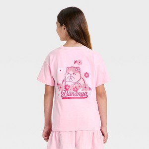 Girls' Bananya Short Sleeve Oversized Front and Back Graphic T