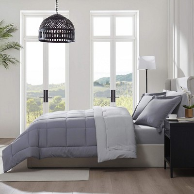 Full Grey Reversible Microfiber Bed in a Bag Set