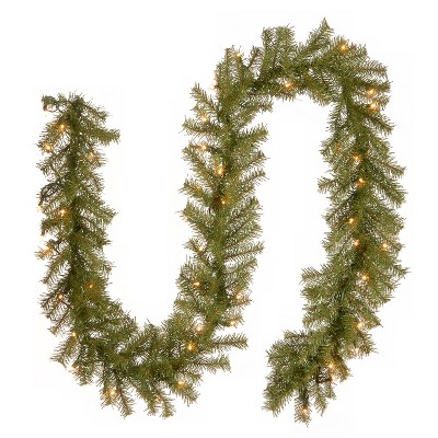 National Tree Company PC-9GLO-1 9 Foot Long 10 Inch Thick Norwood Fir Holiday Decoration Garland with Pine Cones, 240 Tips, and 50 Clear Lights