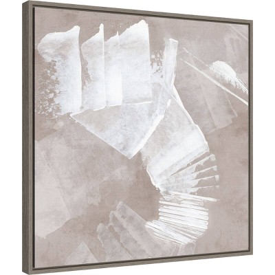 22" x 22" Neutral Abstract Canvas Framed Wall Art