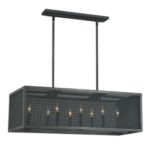 VAXCEL Wicker Park 8L Black Industrial Cage Linear Chandelier Island Pendant Light Fixture - 1 of 4