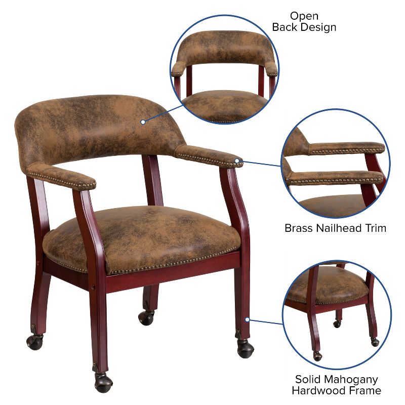Emma and Oliver Conference Chair with Accent Nail Trim  and Casters, 3 of 11