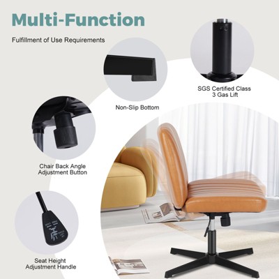 Adjustable Brown PU Leather Swivel Task Chair