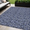 Navy Blue Denim Blue And Ivory Floral Washable Indoor Outdoor Area Rug - 2 of 4