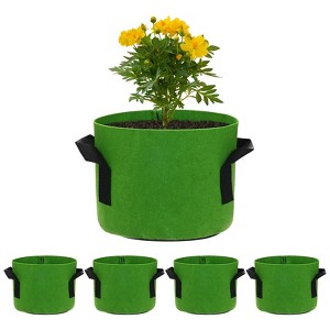 Unique Bargains Thickened Fabric Durable Handles Multipurpose Good Drainage Plant Grow Bags 5 Pcs - 1 of 4