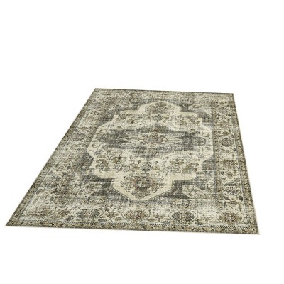 Washable Rug 6x9 – Anti-Slip Low Pile Ultra-Thin Vintage Distressed Stain-Resistant Non-Shedding Throw Carpet for Living Room, Bedroom, Rustic