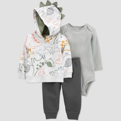 Baby Boys' 3pc Long Sleeve Dino Top & Bottom Set - Just One You® made by carter's Gray