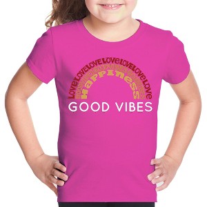 LA Pop Art Girl's Word Art T-shirt - Good Vibes - 1 of 4