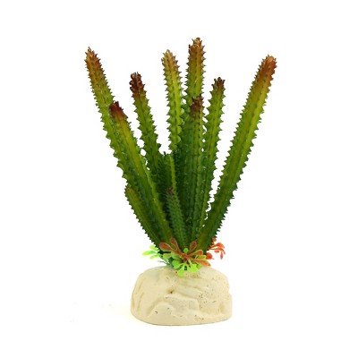 Unique Bargains Plastic Household Terrarium Reptiles Habitat Decoration Cactus Plant Green 1 Pc