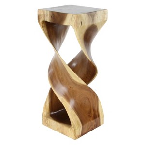 Short Suar Wood Square Accent Table Brown - Olivia & May: Handmade, No Assembly Required - 1 of 4